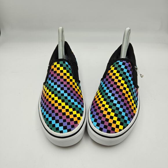 Vans Asher Slip-On Rainbow Checkerboard Unisex Kids Shoes | Youth Size 4 - Picture 1 of 9
